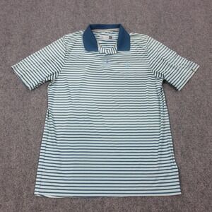 KJUS Polo Shirt Mens M Blue‎ Luis Stripe Golf Performance Stretch Mesh Logo